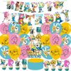Time of Adventure Themed Birthday Party Supplies Set Happy Birthday Banner, Cake Topper, Cupcake Toppers, Balloons for Cartoon Adventure Kids Party Decorations