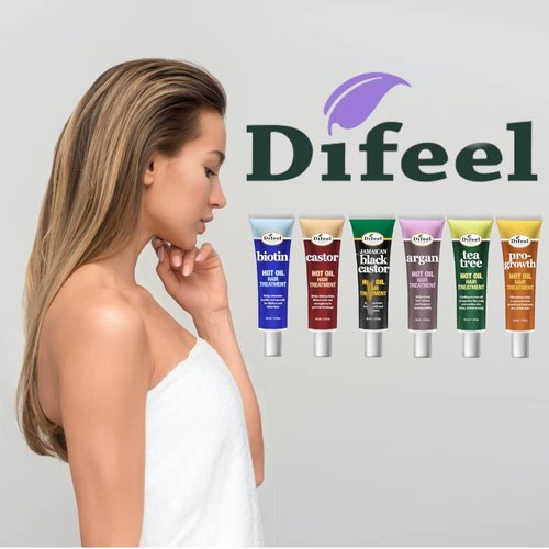 Difeel Hot Oil Hair Treatment with Castor Oil 1.5 oz. - Natural Castor Oil for Hair Growth