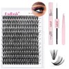 FADLASH DIY Lash Extension Kit Individual Lashes Cluster D Curl Eyelash Extension Kit with Lash Bond and Seal and Lash Applicator Tool for Self Application at Home (40D-0.07D-12-18MIX KIT)