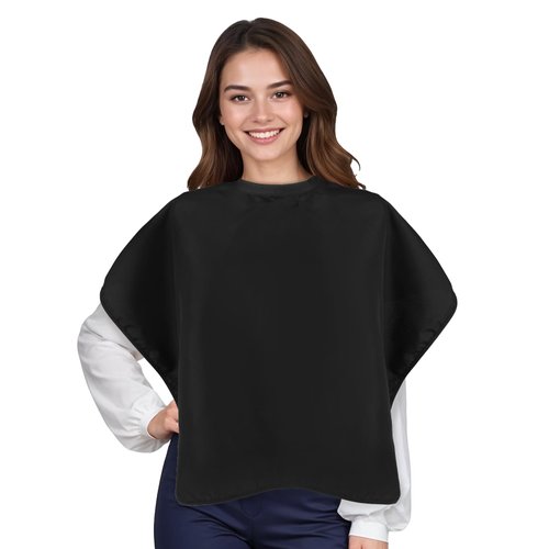 Tucnoeu 2pcs Black Makeup Cape Makeup Bib for Beauty Salon,Waterproof Hair Cutting Cape Shorty Smock for Clients Lightweight Comb-Out Beard Makeup Artist Hair Beauty