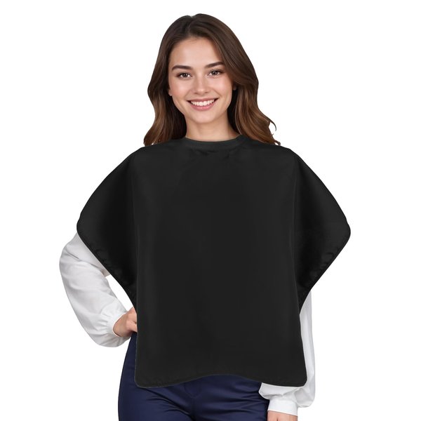 Tucnoeu 2pcs Black Makeup Cape Makeup Bib for Beauty Salon,Waterproof Hair Cutting Cape Shorty Smock for Clients Lightweight Comb-Out Beard Makeup Artist Hair Beauty