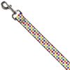 Dog Leash Diamonds White Multi Neon 4 Feet Long 0.5 Inch Wide