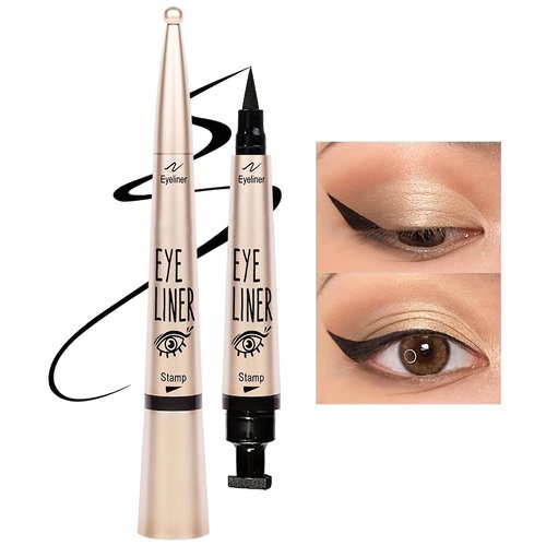 Erinde Winged Eyeliner Stamp, Black Liquid Wingliner Eyeliner Pens, Easy Cat Eye Stencil Makeup Tool, Long Lasting Waterproof & Smudge Proof Wing Eye Liner (Midnight Black)