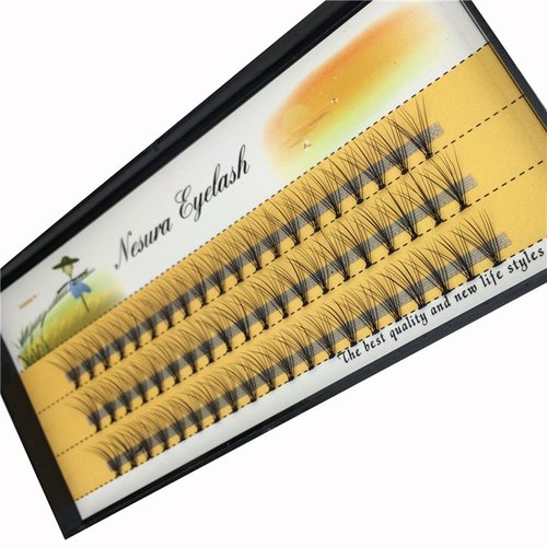 BODERMINCER 10D 60pcs Black Handmade False Eyelashes Natural Long Individual Eyelashes Extension Fake Lashes Makeup Beauty Cosmetic (8mm)