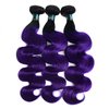 SEXAYHAIR Purple Bundles Body Wave Human Hair Weave 3 Bundles Virgin Hair, Brazilian Remy Hair Ombre 1b/Purple 2 Tone Ombre Hair Wavy for Women(121416)