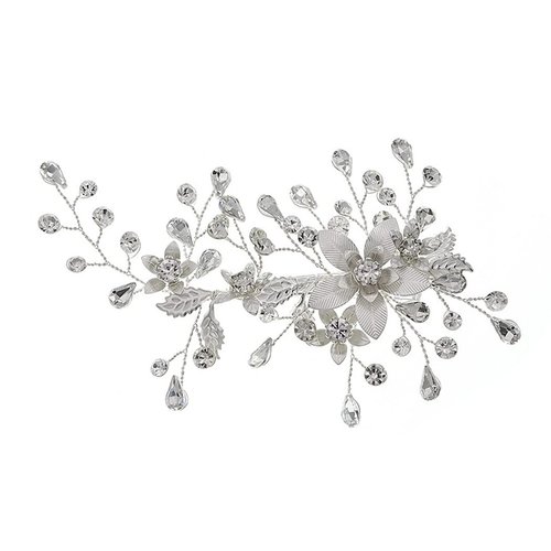 Rhinestone Wedding Hair Clips, Sinide Handmade Flower Crystal Wedding Hair Barrette Bridal Hair Accessories Headpiece Comb Barrette for Women Ladies Vintage Hair Barrette Bridesmaids Headpiece