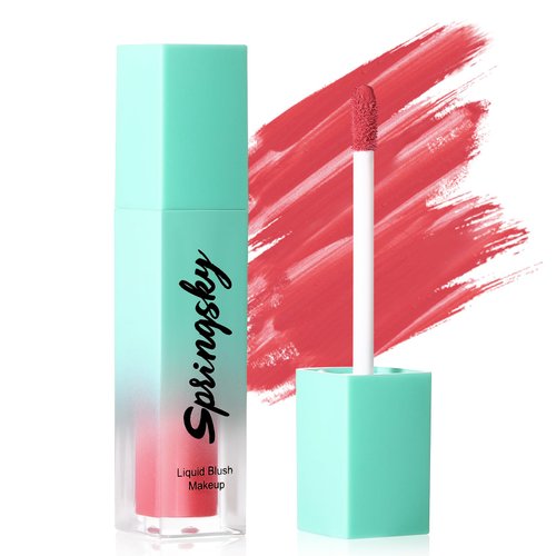SPRINGSKY Liquid Blush, Soft Moisturizing Matte Blush, Blendable Face Blush for Cheeks, Long-Wearing Smudge-Proof Natural Blush Liquid - 01 Coral Peach