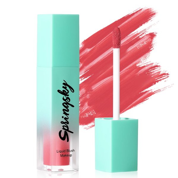 SPRINGSKY Liquid Blush, Soft Moisturizing Matte Blush, Blendable Face Blush for Cheeks, Long-Wearing Smudge-Proof Natural Blush Liquid - 01 Coral Peach