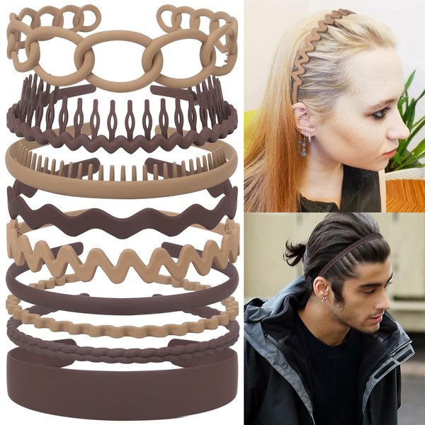 Santoddle 9Pcs Plastic Headbands, Hairbands with Teeth for Women and Men, Non Slip Hair Comb Head Bands, Hair Accessories for Daily Wearing and Party