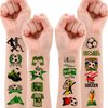 8 Sheets (96PCS) Soccer Tattoos Sports Theme Birthday Party Decorations Supplies Favors Decor Stickers for Kids Girls Boys Gifts Classroom School Prizes Rewards