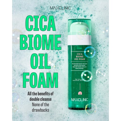 MAXCLINIC [K-Beauty] Cica Biome Cleansing Oil to Foam | Daily Face Wash Oil Based Cleanser to Foam | Korean Oil Foaming Face Cleanser | Hydrating Facial Cleanser for Dry Sensitive Skin (3.72 fl oz)