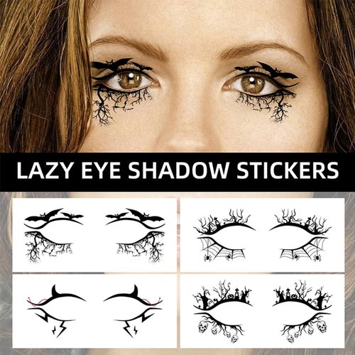 8 Pairs Eye Shadow Eyeliner Face Eye Tattoo Stickers for Women Halloween Makeup, Horror Spider Web Skull Bat Eyeshadow Fake Temporary Tattoo Stickers for Halloween Masquerade Party Favor Supplies