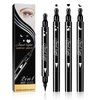 Ownest 3 Pcs Double-sided Liquid Eyeliner Pen,with Eye Makeup Stamp Super Slim Gel Felt Tip High Black Pigment,Waterproof Smudgeproof Long Lasting Eyeliner Eye Tattoo Makeup Tool