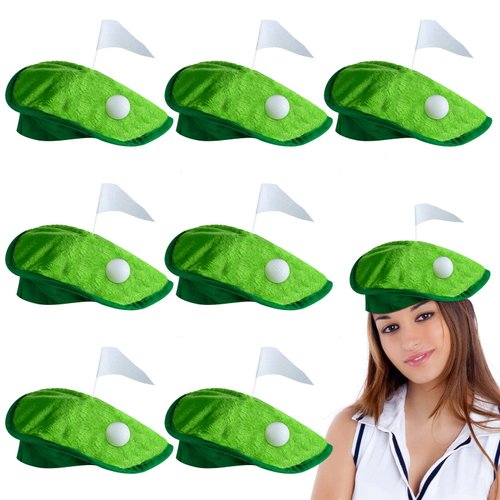 Funny Novelty Golfer Beret Hat with Golf Ball Flag for Golf Party Costume Accessories and Supplies (8 Set)