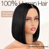 Bob Wig Human Hair Glueless Wigs Pre Plucked Pre Cut Bleached Invisible Knots 180% Density Short Straight Wigs for Black Women Bob Wigs Glueless Lace Front Wigs Human Hair with Elastic Band 10 Inch
