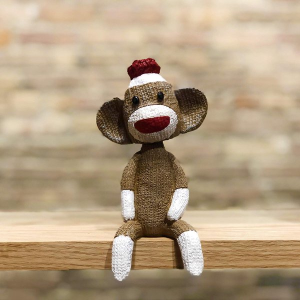 Sock Monkey Sitting Limited Edition Bobblehead - SockMonkey - Sits on a Shelf, Table, Desk, Bookshelf or Any Flat Surface