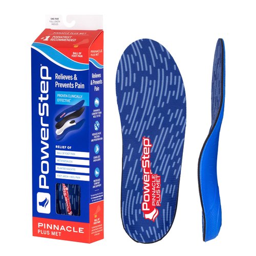 PowerStep Pinnacle Plus Ball of Foot Pain Relief Orthotics - Shoe Inserts for Metatarsalgia, Arch Support, and Morton's Neuroma Pain Relief - Shoe Insoles with Metatarsal Pad (M 7-7.5, F 9-9.5)