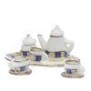 Factory Direct Craft Ultra Tiny Dainty Blue Stripe Painted Ceramic Tea Set for Dollhouse Displays, Crafting, and Creating