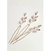 Kercisbeauty 3PCS Handmade Simple Crystal Leaf Leaves Hair Pins for Wedding Bridal Bridesmaids Flower Girls,Dancing Prom Party,Vintage Boho Hair Accessory(Gold)