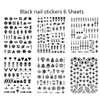 12 Sheets Geometric Nail Art Stickers Decals Self-Adhesive Pegatinas Uñas Black White Mysterious Triangle Nail Supplies Nail Art Design Decoration Accessories