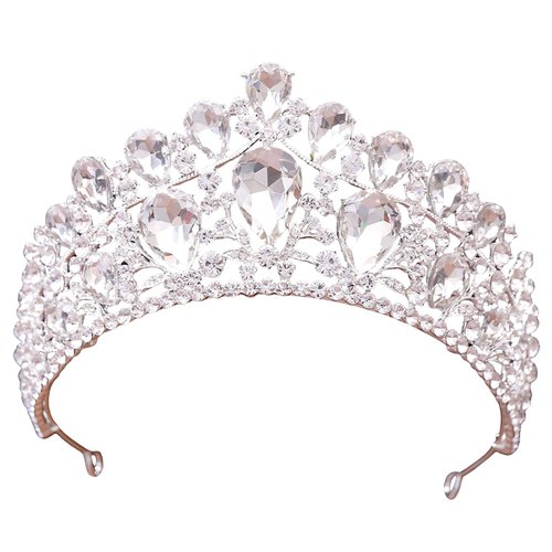 WIOJEIGO Crystal Crowns for Women Princess Tiara for Girls Quinceanera Rhinestone Headbands for Birthday Party Silver2
