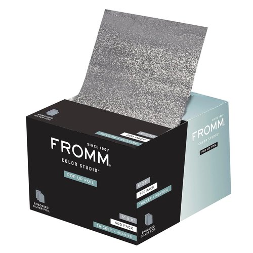Fromm Color Studio Medium Weight Pop Up Hair Foil in Silver, 5" x 11" Embossed Aluminum Foil Sheets, Hair Foils for Highlighting and Coloring - 500 Foil Sheets