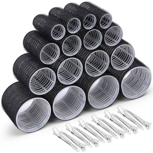 Selizo Hair Roller 28 Pcs Set, Includes 16Pcs Self-Grip Hair Rollers in 4 Sizes and 12Pcs Hair Cl...