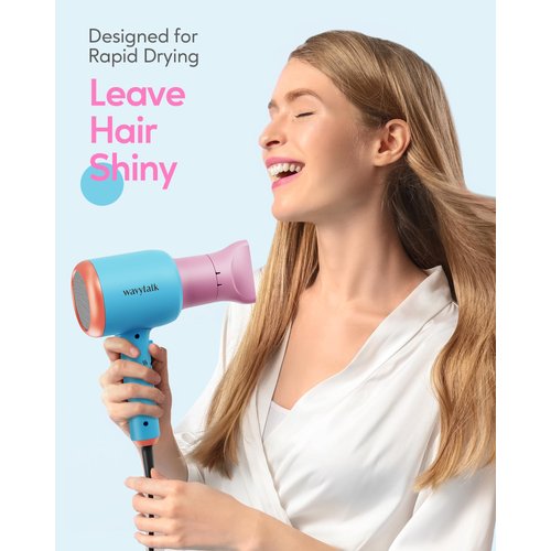 Wavytalk Hair Dryer Blow Dryer with Diffuser Nozzle Comb and Concentrator Negative Ions Fast Drying Light and Quiet with Ceramic Technology Professional 1875 Watt for All Hair Types Poppa Color