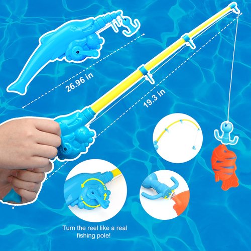 TOY Life 2-Player Magnetic Fishing Game for Kids 3-5 with Toddler Fishing Poles, Magnetic Fishing Toys for Toddlers,Bath Toys for Kids Ages 1-3, Kids Bath Toys for Toddlers,Bath Toys for Kids Ages 4-8