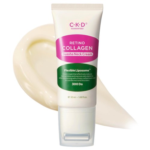 CKD Gua Sha Neck Cream - Retino Collagen Firming Cream for Neck and Jawline Tightening, Lifting, and Wrinkle Reduction with Stainless Steel Roller. Korean Skin Care,1.69 fl oz.