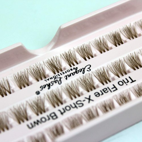 Elegant Lashes Trio Flare - X-SHORT Brown Individual Lashes (Double Pack - 2 Trays)