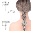 Andibro 3Pcs Metal Ponytail Holder Hair Clip, Silver Decorative Ponytail Cuff 1Inch Metal High Ponytail Hair Buckles for Women Lady(Silver)
