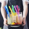 ALINK Reusable Boba Smoothie Straws, 10” Long Extra Wide Fat Silicone Straws for Drinking Bubble Tea, Set of 6 with Cleaning Brush
