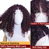 ColorCircle Burgundy 99J Curly Lace Front Wig for Black Women,Red Wine Mixed Black Color Melt Skin HD Lace Frontal Glueless Wigs Pre Plucked with Baby Hair 180% Density 20 inch (Burgundy Mixed Black)