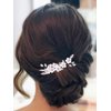 Latious Flower Bride Wedding Hair Comb Bridal Hair Clip Floral Hair Piece Leaf Hair Accessories for Women and Girls (Rose Gold)