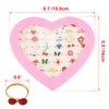 SUNMALL 36 pcs Adjustable Rings in Box, No Duplication, Children Kids Little Girl Pretend Play and Dress up Jewelry Set with Heart Shape Display Case, (A)
