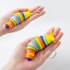 MEIEST 6 PCS Mini Fidget Slug Key-chain Toys,3D Articulated Stretch Caterpillar Sensory Stress Relief Flexible Hand Toy, Ideal Party Favor Colorful Office Desk Pet Toys(Random Color)
