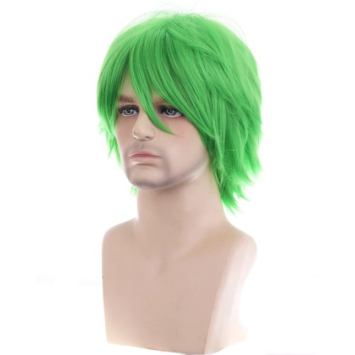 RightOn 12 Inches Green Wig Short Wig Cosplay Wig for Costume Party and Dress Up Short Wig for Me...