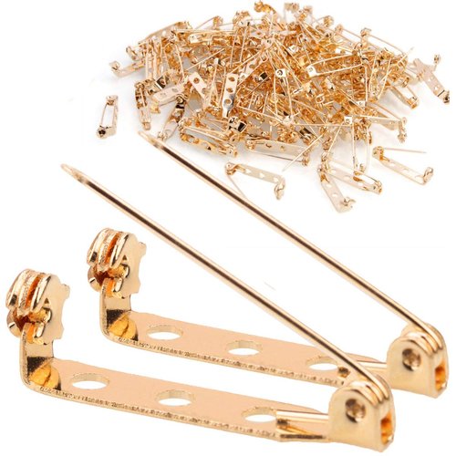 200 Pcs Gold Tone Brooch Pin Backs Clasp 1 Inch Bar Pins Findings 3 Holes Safety Pins for Badge Insignia, Citation Bars, Making Corsage, Name Tags, Toy Pins and Jewelry Making by STARVAST