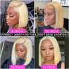 Honey Blonde 613 Bob Wig Human Hair HD Transparent 13X4 Straight Bob Lace Front Wigs Human Hair Wear and Go Glueless Wig Human Hair Pre Plucked 613 Blonde Short Bob Lace Frontal Wigs For Black Women