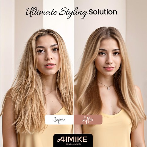 AIMIKE Round Brush for Blow Out - Medium Nano Ionic Tech Round Brush, Ceramic Round Brush for Blow Drying, Styling and Boost Volume, Natural Wood Round Hair Brush, One Piece Design - 1.7 Inch/43mm