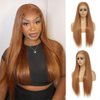 ijoy Light Brown Lace Front Wigs Human Hair 180% Density 13x4 Lace Front Wigs Human Hair Ginger Brown Straight Wig Pre Plucked with Baby Hair For Women 14 Inch
