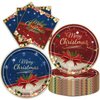 48Pcs Christmas Party Plates Napkins Christmas Gift Xmas Tableware Set Serves 24 Guests Red and Blue Christmas Party Supplies
