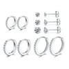 Sterling Silver Hoop Earrings | Sterling Silver Stud Earrings for Women - 6 Pairs Hypoallergenic Tiny Cubic Zirconia Stud Earrings Set & Cartilage Earring Hoops for Girl