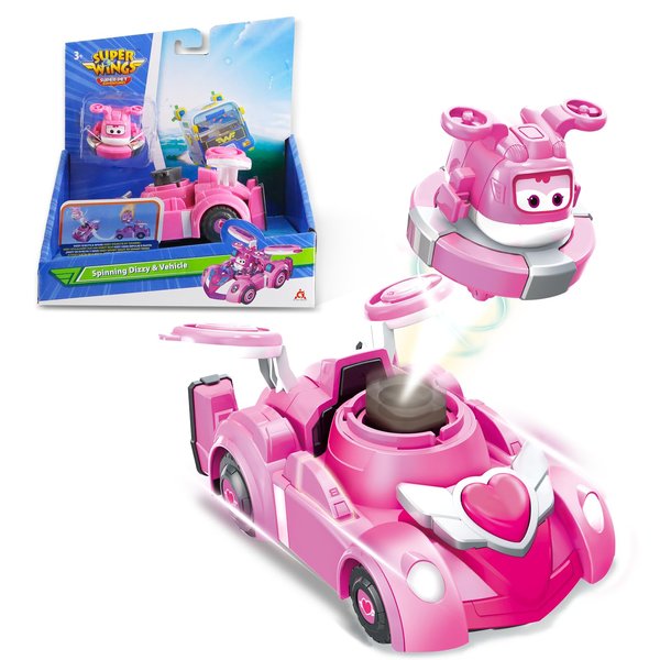 Super Wings Race Car Toys, 5 in Dizzy Spinning Tops and Race Car Toys for Kids, 2-in-1 Mode Vehicle Toys Cars for 3 4 5 6 7 8 Year Old Boys