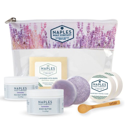 Naples Soap Company Cult Classics Collection Gift Set – Natural Soap, Body Butter, Sea Salt Scrub, Shampoo and Conditioner Bars – Eco-Friendly, Cruelty-Free, No Parabens or Silicones – Lavender