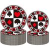 50Pcs Casino Party Supplies Poker Paper Plates Set 9"Playing Card Dinner Plates 7"Casino Plates for Casino Night Poker Game Theme Poker Card Playing Club Heart Poker Casino Birthday Party Decor