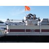Pontoon Boat Flag Holder. Orange safety flag included. Tired of Holding the Skier Down Flag? Just clamp the Flag Buddy to your Boat and rotate it up when required. Rubbber clamping pads.
