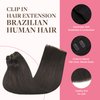 GOO GOO Clip in Hair Extensions Real Human Hair, 16inch 150g 9Pcs, 2 Dark Brown, Remy Human Hair Extensions Clip ins for Women, Natural Human Hair