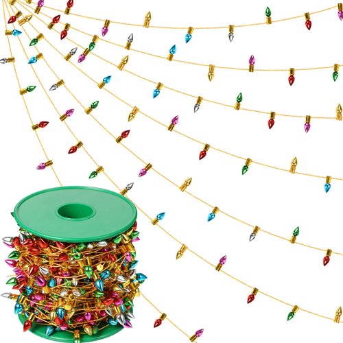 Dollhouse Miniature Fake Light String Dollhouse Christmas Decoration Colorful String Lights Model Doll House Miniature Furniture Accessories for Dollhouse Decor (Cone Style,590.5 Inch)